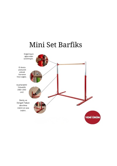 Jimnastik Mini Set Barfiks Barı Kırmızı