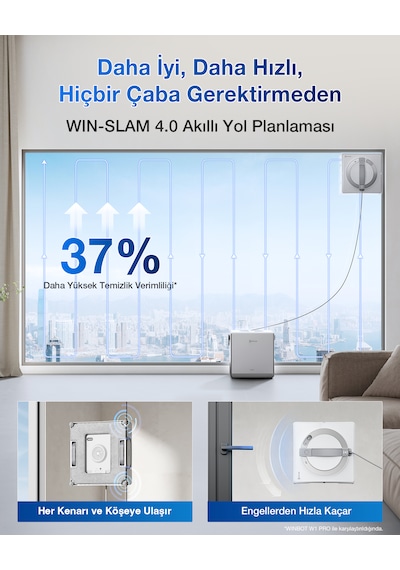 Ecovacs Winbot W2 Pro Omni Cam Silme Robotu Ve Cam Silme Solüsyonu Beyaz
