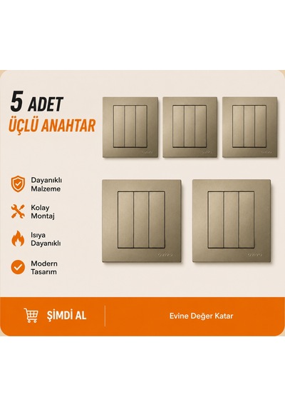 Ovivo Grano Titanyum Üçlü Anahtar 5 Adet 1