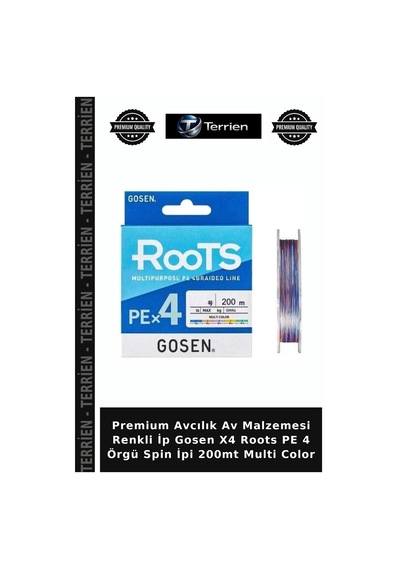Premium Avcılık Av Malzemesi Renkli İp Gosen X4 Roots Pe 4 Örgü Spin İpi 200mt Multi Color 0.8 PE