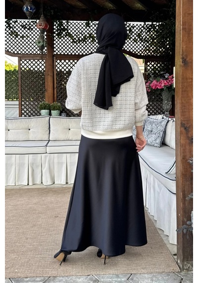 Rabia Şamlı Tanem Tüvit-saten Etekli Takım Ekru Normal