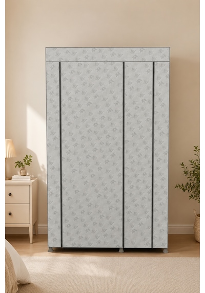 Perilla 63005 Porty Bez Gardırop 99x50x151 Cm Raflı Ve Askılı Kumaş Elbise Dolabı Beyaz