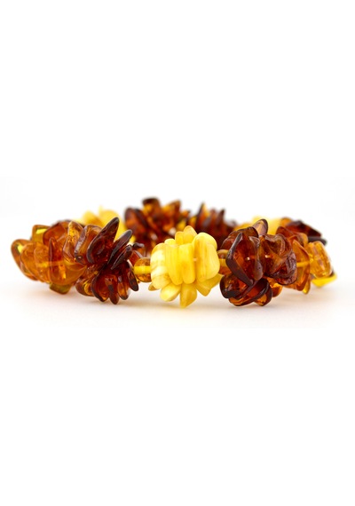 Kehribar Bileklik Amorf Tasarım Ambergold Blk23-122 Çok Renkli