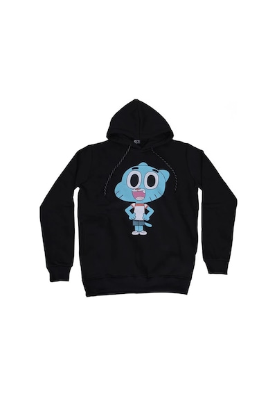 Gumball Watterson Kapüşonlu Sweatshirt Hoodie Siyah Çok Renkli