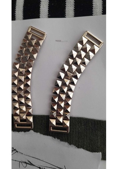 Bronz Gold Pıramıd Metal Toka 9x1,7 Cm İç Kemer 1 Cm 2 Adet