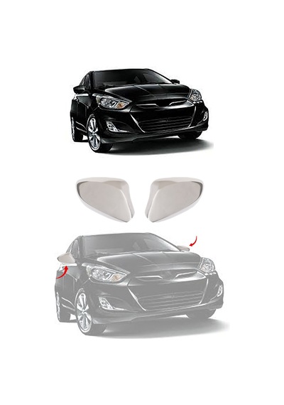 Hyundai Accent Blue Uyumlu 2011-2016 Krom Ayna Kapağı (Sinyalsiz) 2 Parça Paslanmaz Çelik