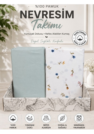 Çift Kişilik Çiçek Desenli Renkli Nevresim Takımı Yeşil
