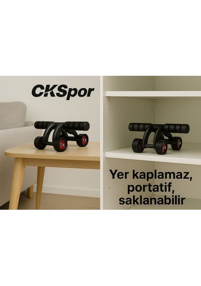 4 Tekerlekli Mekik Aleti Ab Wheel Diz Matı Hediyeli Karın Egzersiz Aleti Cks452