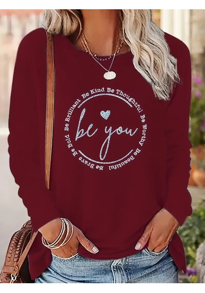 Nnstartshopping Kadın Uzun Kollu Bisiklet Yakabe Youdesenli Viskon Bluz Bordo