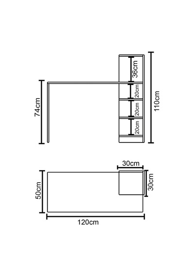 Tower Bilgisayar Masası, Pc Masası, Raflı Çalışma Masası - Meşe Diğer