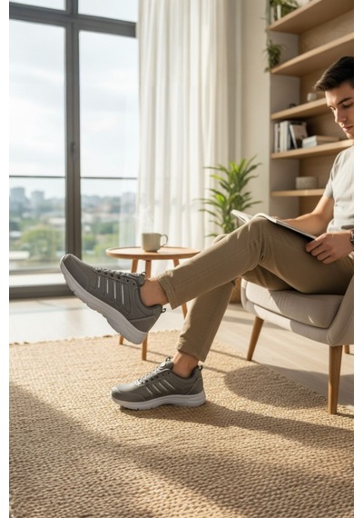 Enoch Erkek Nefes Alan Yürüyüş Ayakkabısı - Hafif Taban Spor Sneaker Füme