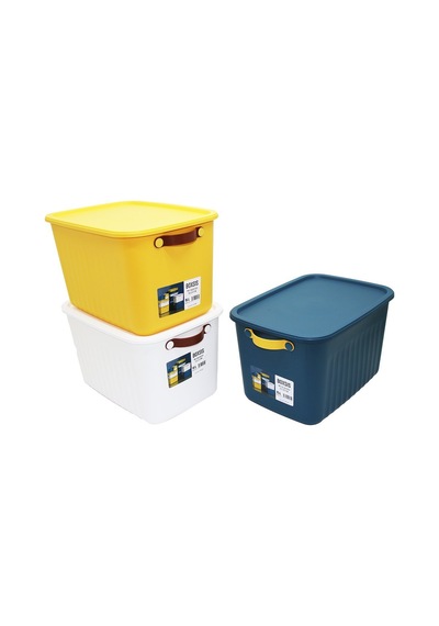 Boxsis Om-0050-1690 15l Renkli Kapaklı Plastik Organizer Kutu 35x25x22cm - 18'li Paket Diğer