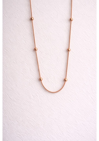 Çelik Rose Gold Topçuk Zincir California Kolye -kararma Yapmaz- Pembe