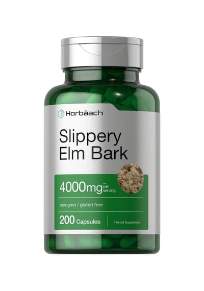 Horbäach Slippery Elm Bark 200 Capsules Non-gmo Gluten Free. Aromasız