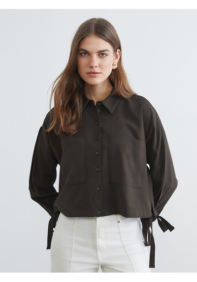 Lcw Everyday Yeşil Bağcıklı Oversize Kadın Gömlek
