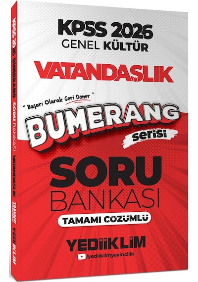 Yediiklim Yayınları 2026 Kpss Genel Kültür Bumerang Vatandaşlık Tamamı Çözümlü Soru Bankası