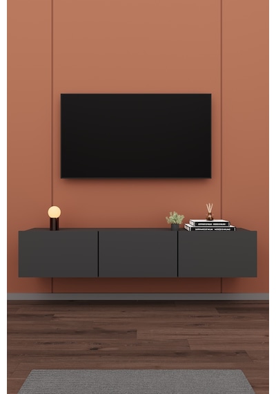 Asra Trend Tv Ünitesi Tv Sehpası T-27 %100 MDF Duvara Monte Askılı Ünite Antrasit