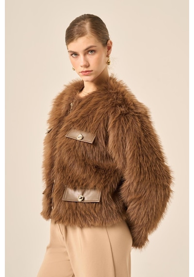 Ftz Women Kadın Peluş Mont Kahve 31241 Kahverengi
