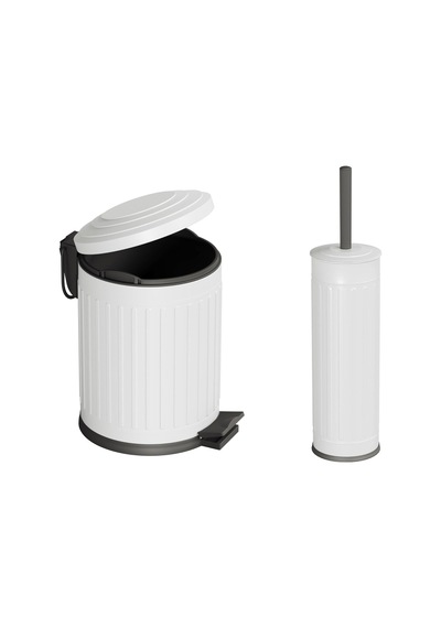 Midas Klozet Fırçası + Çöp Kovası 5 Lt -2 Parça Set, Mat Beyaz 35.22.89.01.04 Diğer