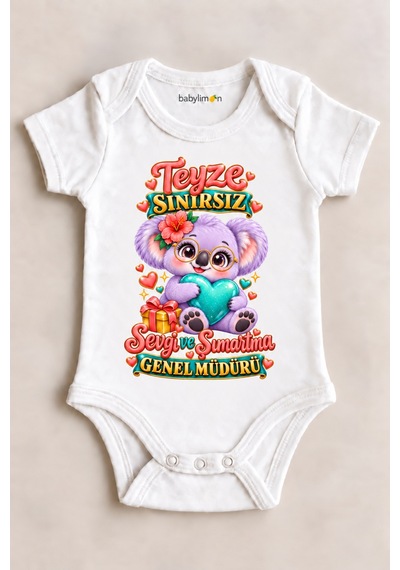 Babylimon Teyze Sınırsız Sevgi Ve Şımartma Genel Müdürü Beyaz Kısa Kollu Çıtçıtlı Bebek Zıbını Beyaz - 930083790 Beyaz