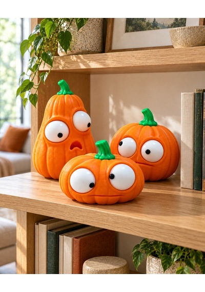 Hareketli Gözlü 3 Lü Halloween Kabak Dekor Seti Pla 3d Baskı