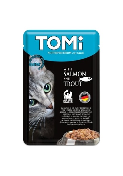 Tomi - 357 - Kedi Somon & Alabalık Pouch - Csmo-tex - Mama 100gr