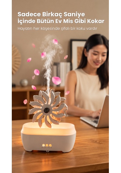 Değirmen Hava Nemlendirici Aroma Difüzörü Aromaterapi Rgb Ledli Buhar Makinesi