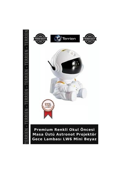 Premium Renkli Okul Öncesi Masa Üstü Astronot Projektör Gece Lambası Lw6 Mini Beyaz Çok Renkli