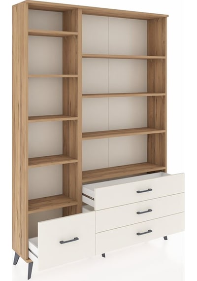 Arges Dolap 9 Raflı 4 Çekmeceli 132x30x195 Çam-çam/aytaşı Çam
