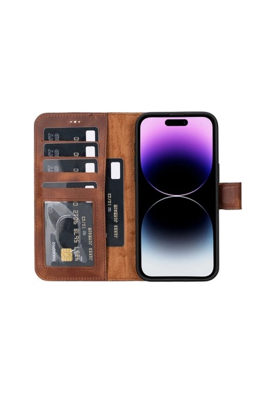 Apple iPhone 13 Pro Max Uyumlu Deri Cüzdanlı Kılıf Mwwn Tn02 Çok Renkli