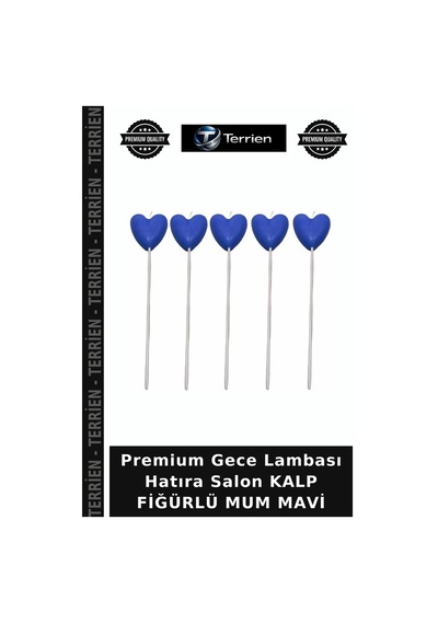 Premium Gece Lambası Hatıra Salon Kalp Fiğürlü Mum Mavi