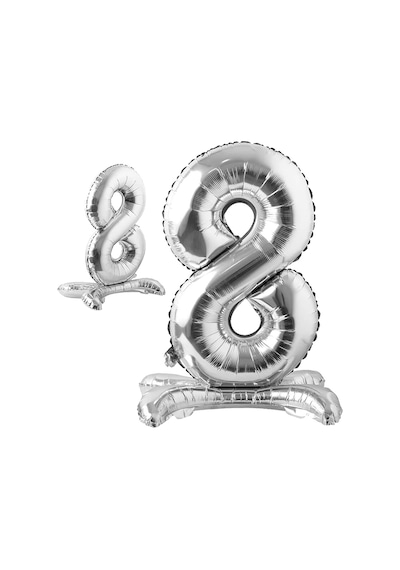 8 Rakam Ayaklı Folyo Balon. 65 CM - Gümüş