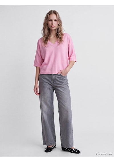 Lcw Vision Gri Straight Fit Kadın Jean Pantolon