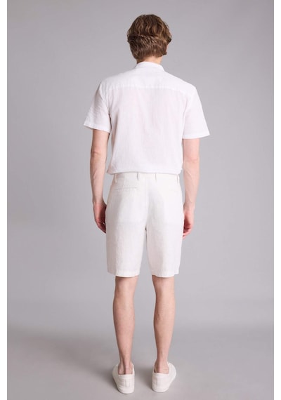 Defacto %100 Keten Regular Fit Yazlık Bermuda Şort D9931ax25smwt33 Beyaz