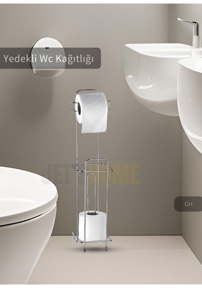 Jet's Home Paslanmaz Raflı Tuvalet Kağıdı Askılığı Yedekli Wc Kağıtlık Tutucu Krom Krom