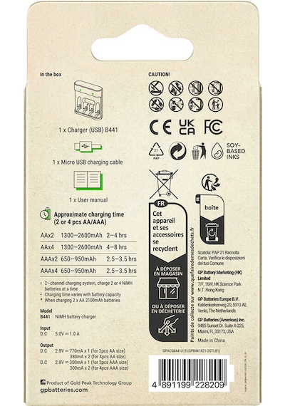 Gp Recyko B441 Usb 4lü Aa - Aaa Pil Şarj Cihazı Gpacsb44103 Gpb441r21-2gtlb1 Pilsiz