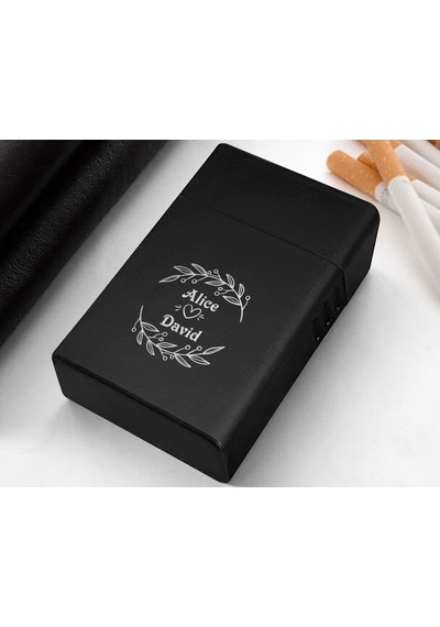 Bk Gift Kişiye Özel İsimli Siyah Metal Sigara Tabakası -5