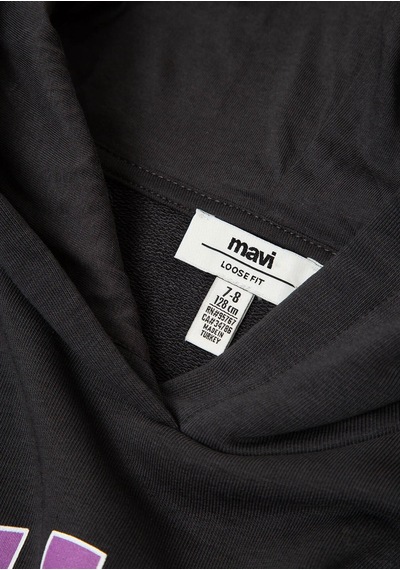 Mavi Logo Baskılı Kapüşonlu Antrasit Kız Çocuk Sweatshirt M7s10179-70087