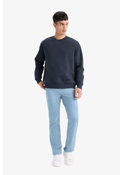 Defacto Relax Fit Bisiklet Yaka Kalın İçi Yumuşak Tüylü Basic Düz Sweatshirt T5139az25aunv163 Lacivert