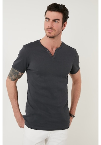 Buratti Pamuklu V Yaka Slim Fit Erkek T Shirt 5902122 Antrasit