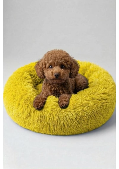 United Colors Of Benetton Bntmkt-0012-2-ye Uzun Kürklü Donut Kedi&köpek Yatağı Sarı 55 Cm