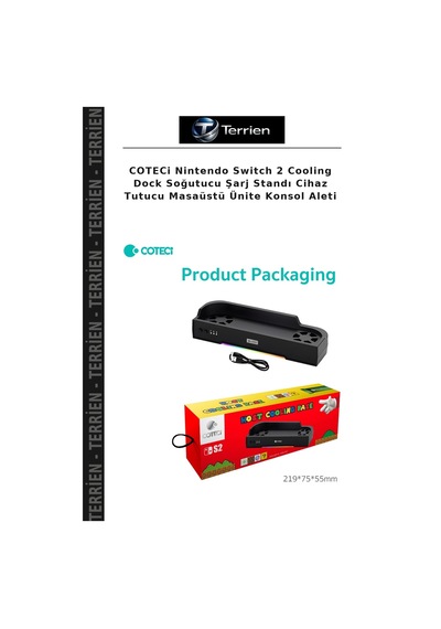 Coteci Nintendo Switch 2 Cooling Dock Soğutucu Şarj Standı Cihaz Tutucu Masaüstü Ünite Konsol Aleti