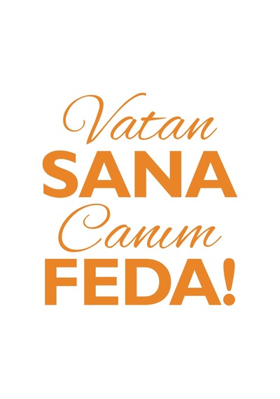 Vatan Sana Canım Feda Sticker17x17 Cm Turuncu