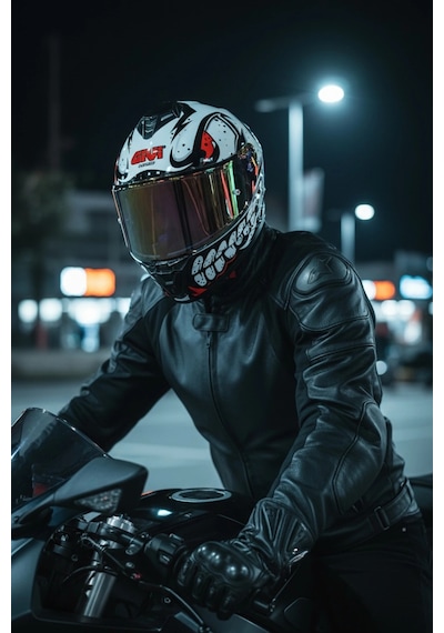 Gıvı 50.x Bones Beyaz  1 Renkli 1 Şeffaf Vizörlü Motosiklet Kask İridyum Vizör + Şeffaf