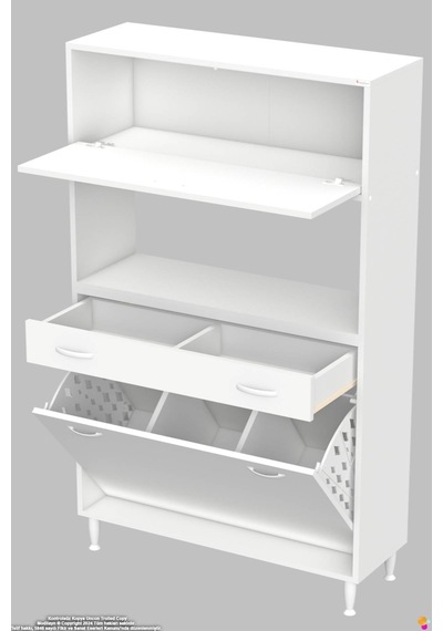Vio 95 Cm Fırın Dolabı Sepetli Çekmeceli 1 Kapak Mini Midi Mutfak Dolabı Beyaz