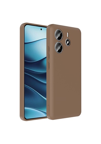 Xiaomi Redmi Note 14 4g Kılıf Kamera Korumalı Kartlık Hazneli Zore Vitra Kapak Kahverengi
