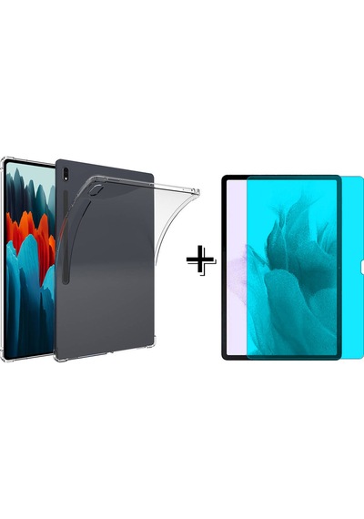 Forzacase Samsung Galaxy Uyumlu Tab S8 Plus 12.4 Anti Shock Silikon Kılıf + Nano Ekran Koruma Filmi Fc014 Şeffaf