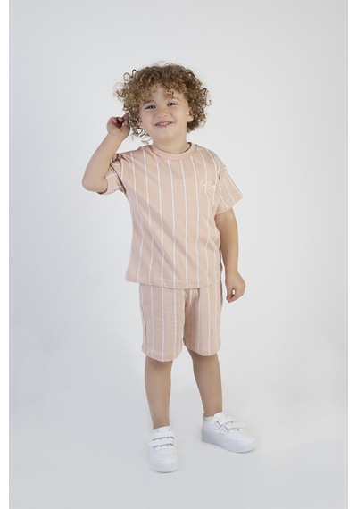 Harika Kids Erkek Çocuk Cool Boys Baskılı Çizgili Kısa Kollu Şortlu Alt Üst Takım 001
