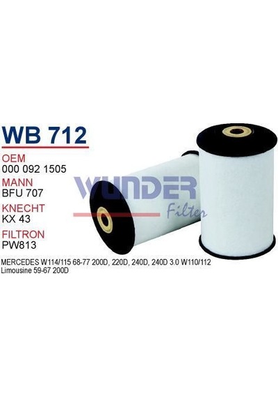 WUNDER WB712 Mazot Filtresi Mercedes 115-123-124 Kasa 200D-220D (Yarımlık Kiloluk Keçe)