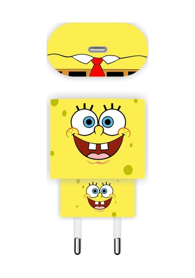Iphone 20w Şarj Aleti Kaplaması Sünger Bob Şarj Aleti Sticker